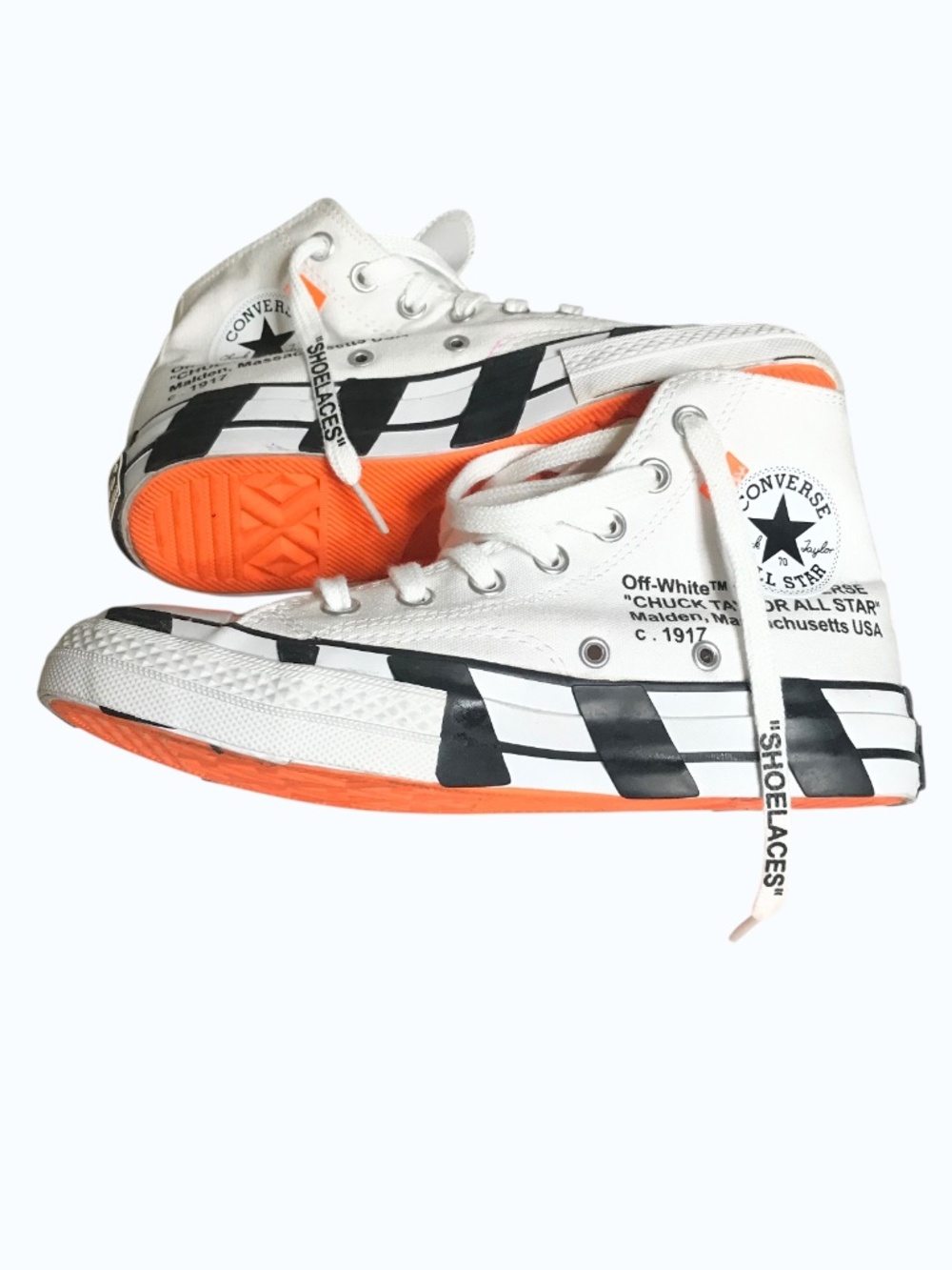 Converse Off-White Chuck TaylorAll Star HiWhiteOrange Black Sz 7.5/ Extra Laces